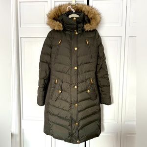 Michael Kors Faux-Fur-Trim Hooded Down Puffer Coat